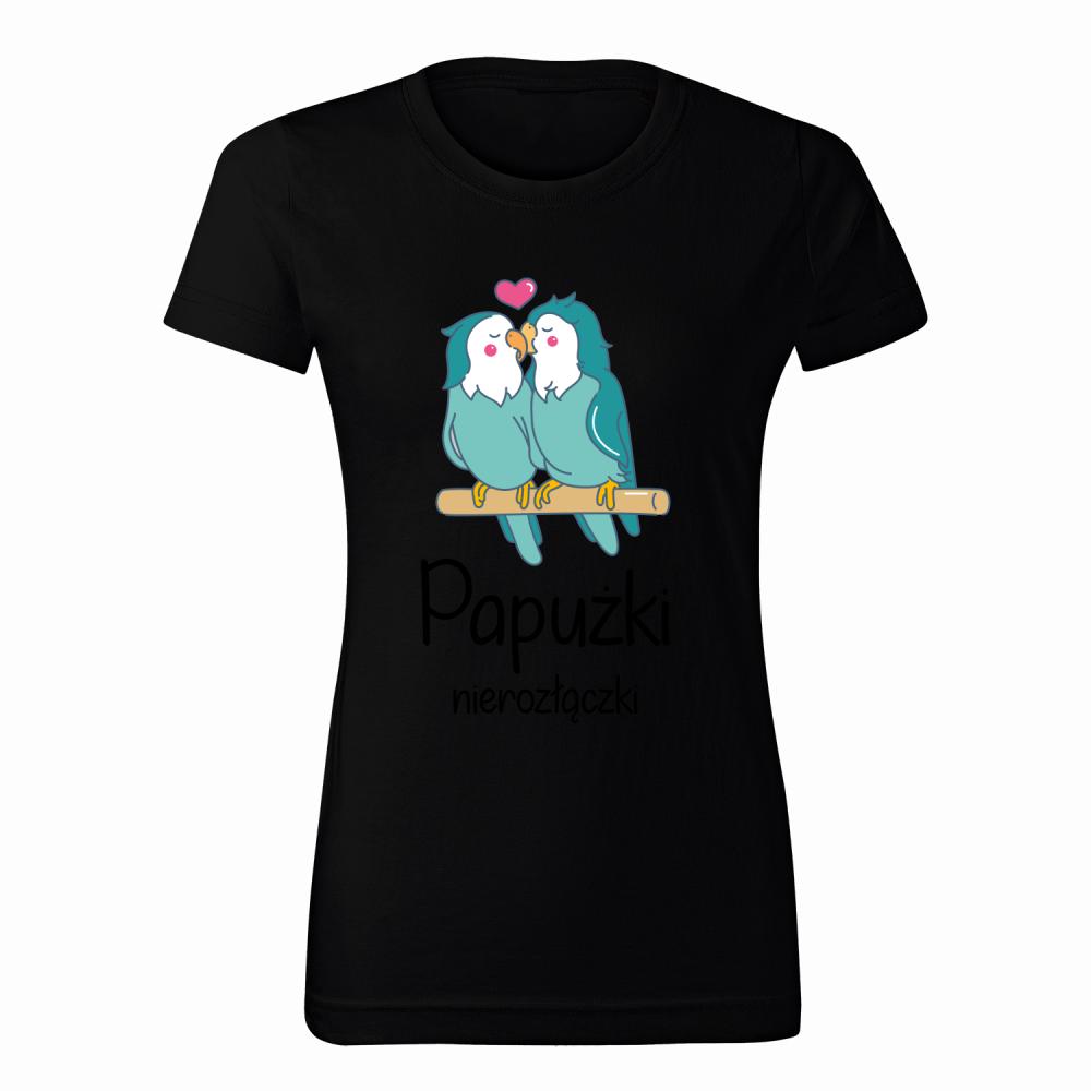 Papużki nierozłączki koszulka damska kolor zielony