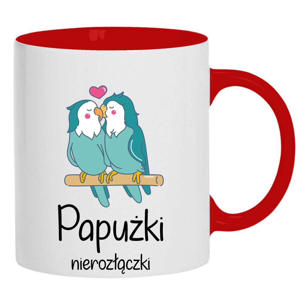 Papużki nierozłączki kubek ucho kolor