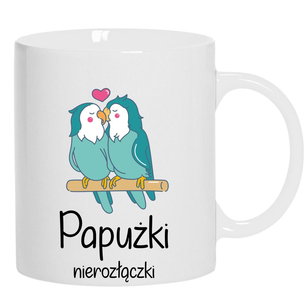 Papużki nierozłączki kubek ucho kolor kolor biały