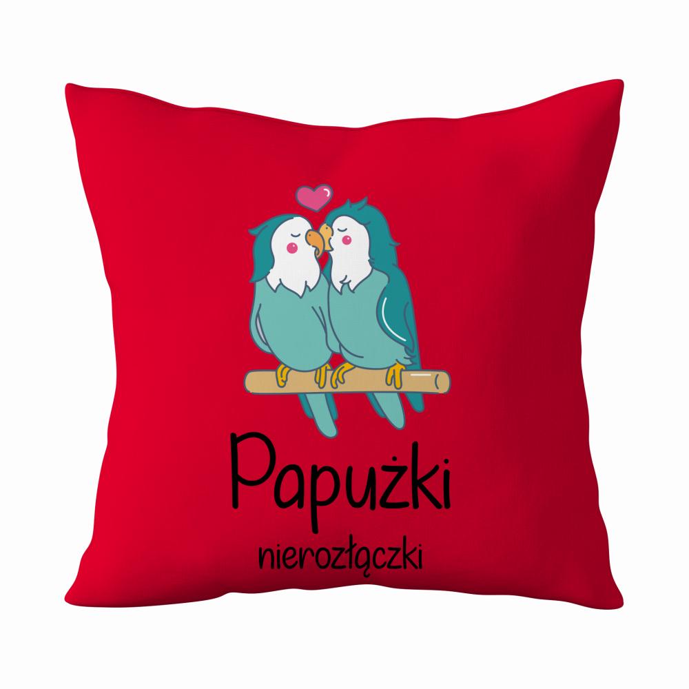 Papużki nierozłączki poduszka kolor czerwony
