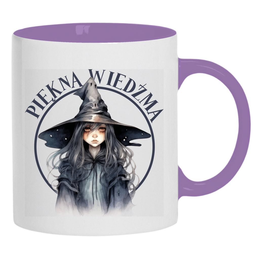 Piękna wiedźma bo magia też może mieć styl kubek ucho kolor kolor jasnofioletowy