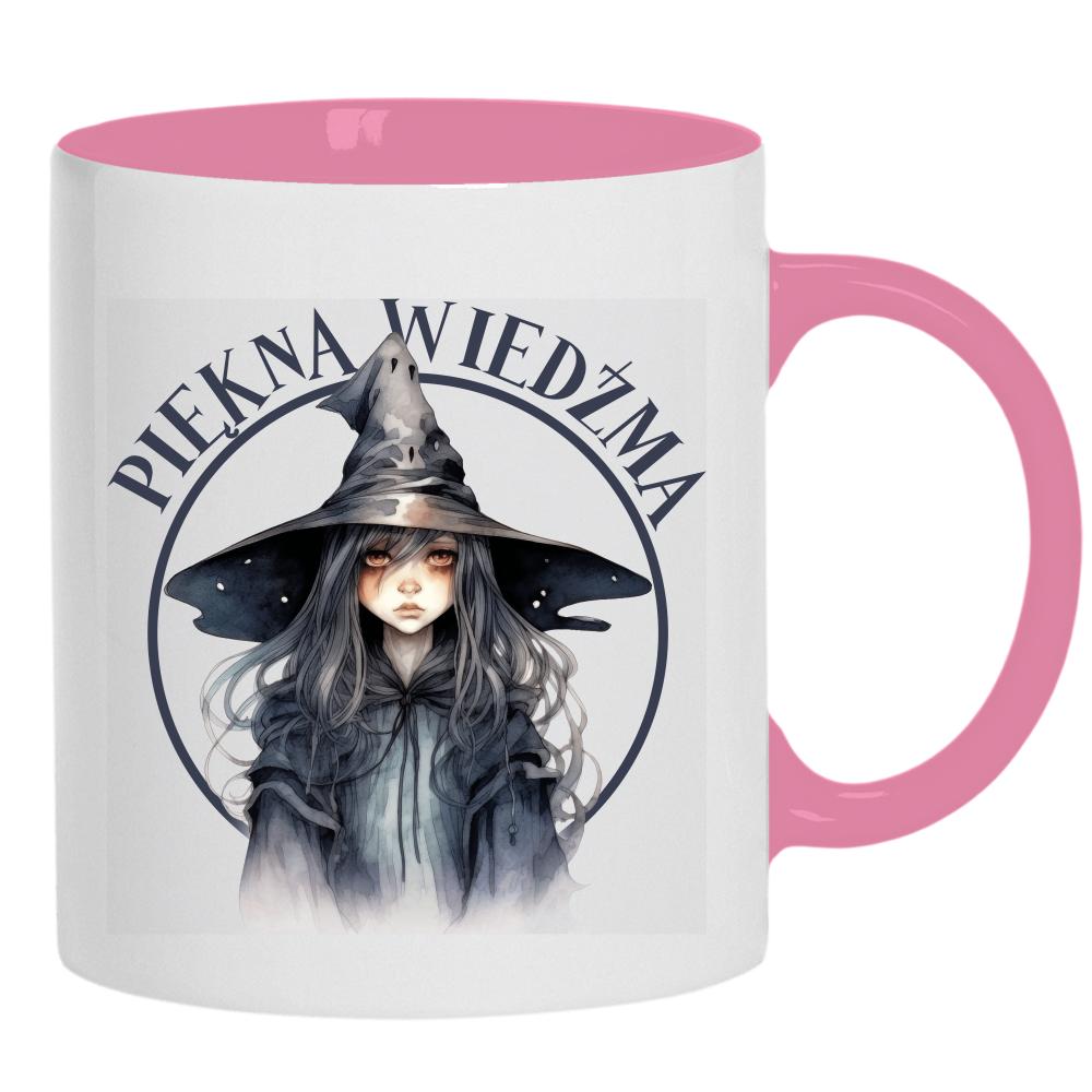 Piękna wiedźma bo magia też może mieć styl kubek ucho kolor kolor różowy