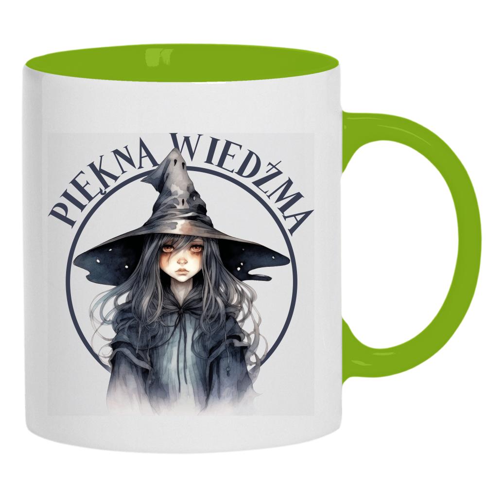 Piękna wiedźma bo magia też może mieć styl kubek ucho kolor kolor zielony