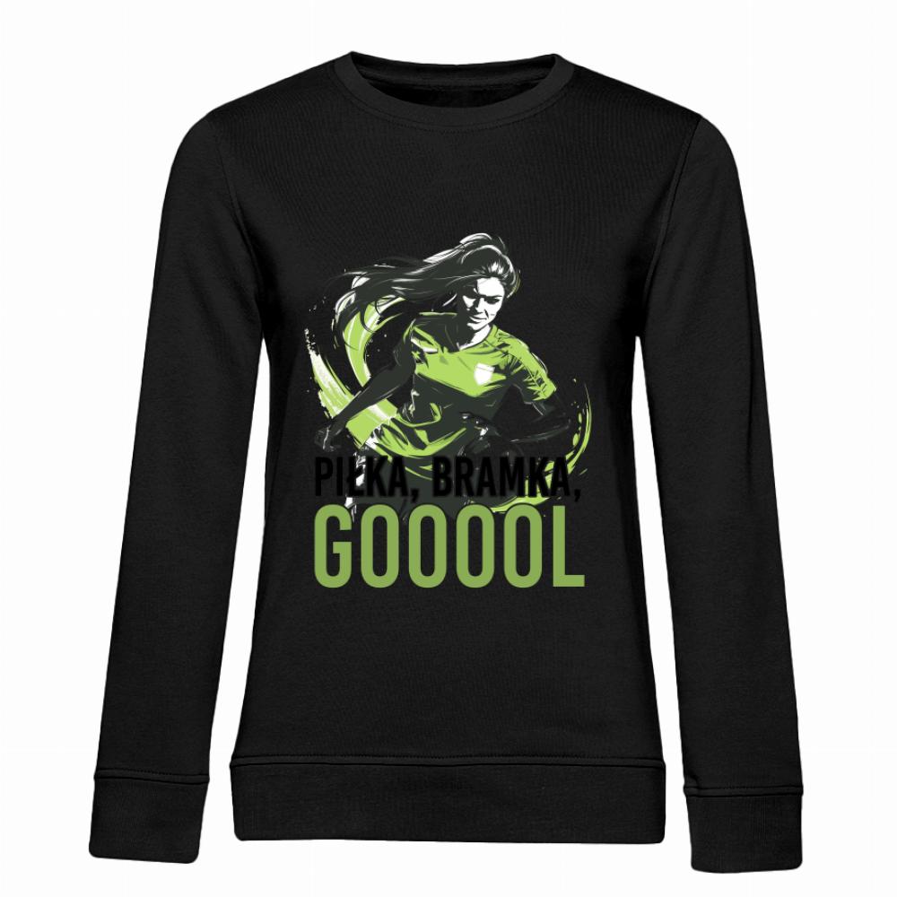 Piłka, bramka, goool bluza damska bez kaptura kolor zielony