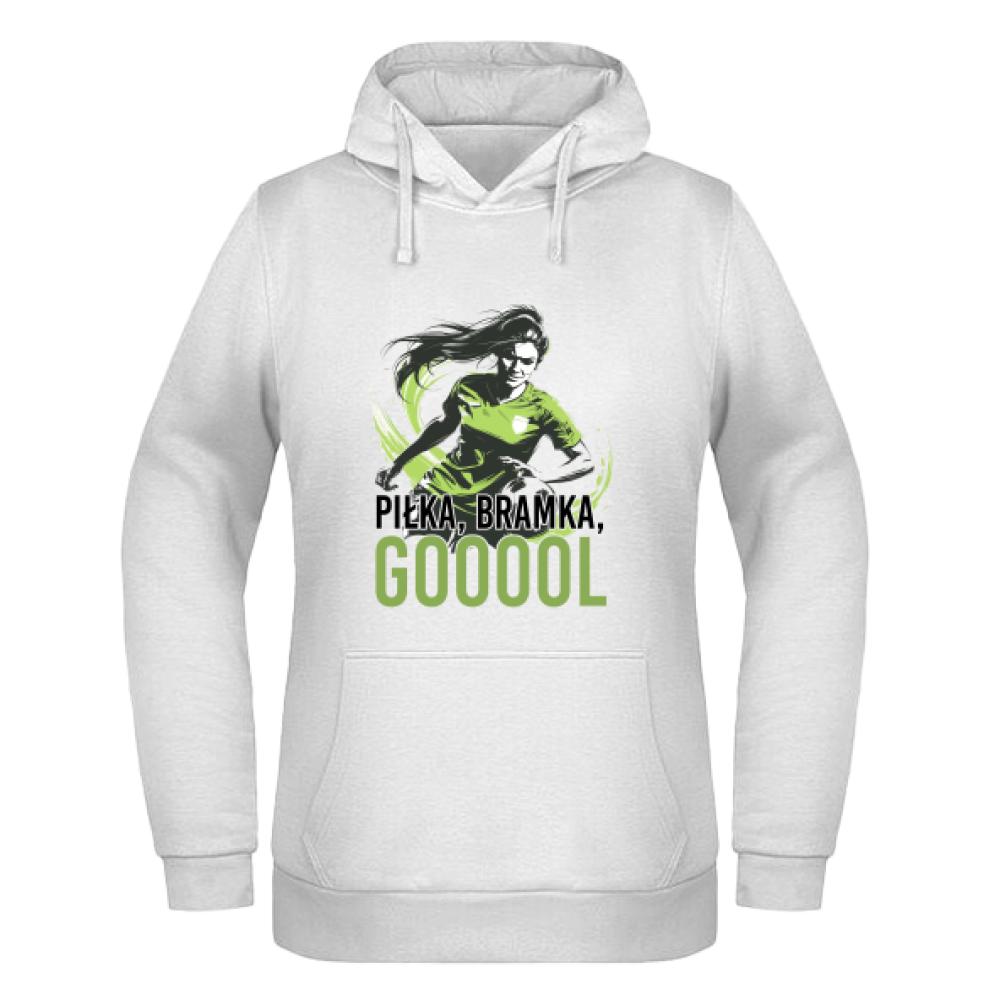 Piłka, bramka, goool bluza damska z kapturem