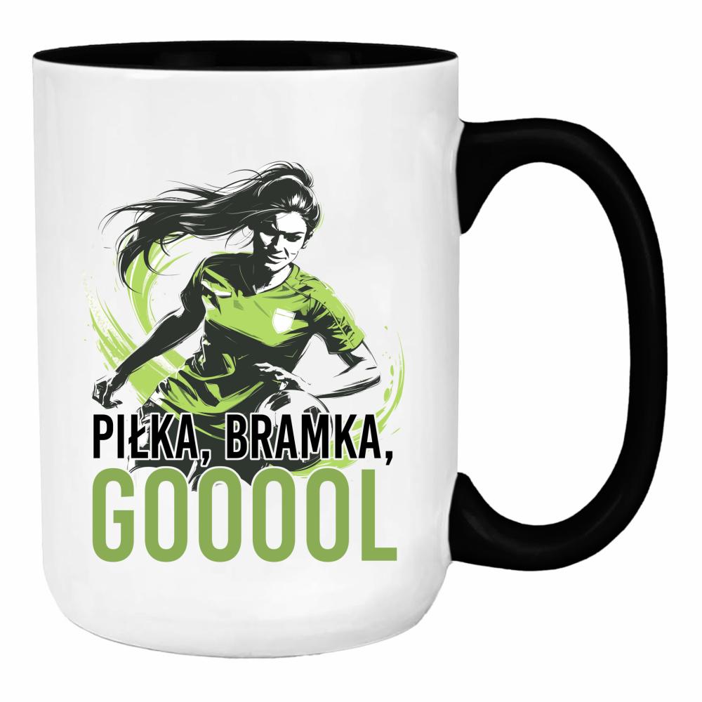 Piłka, bramka, goool duży kubek ucho kolor kolor biały