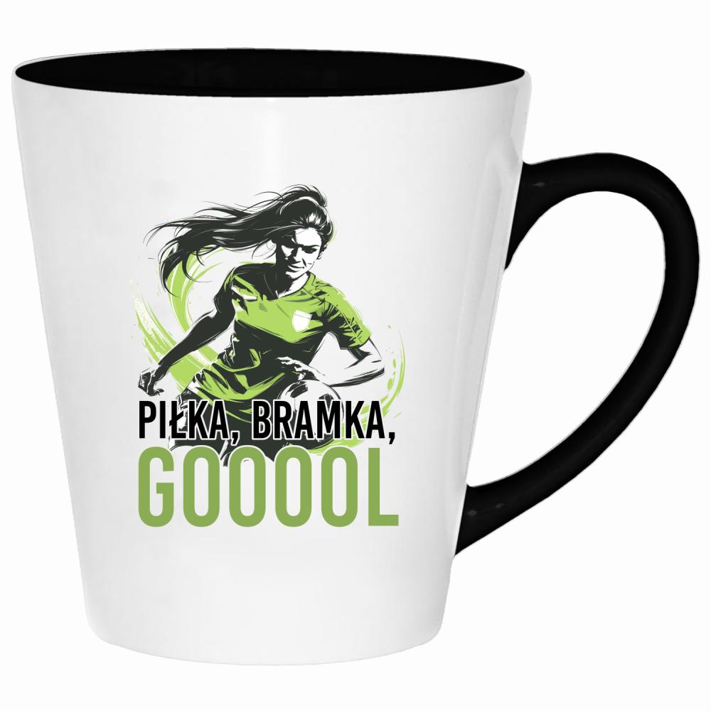 Piłka, bramka, goool kubek latte kolor biały