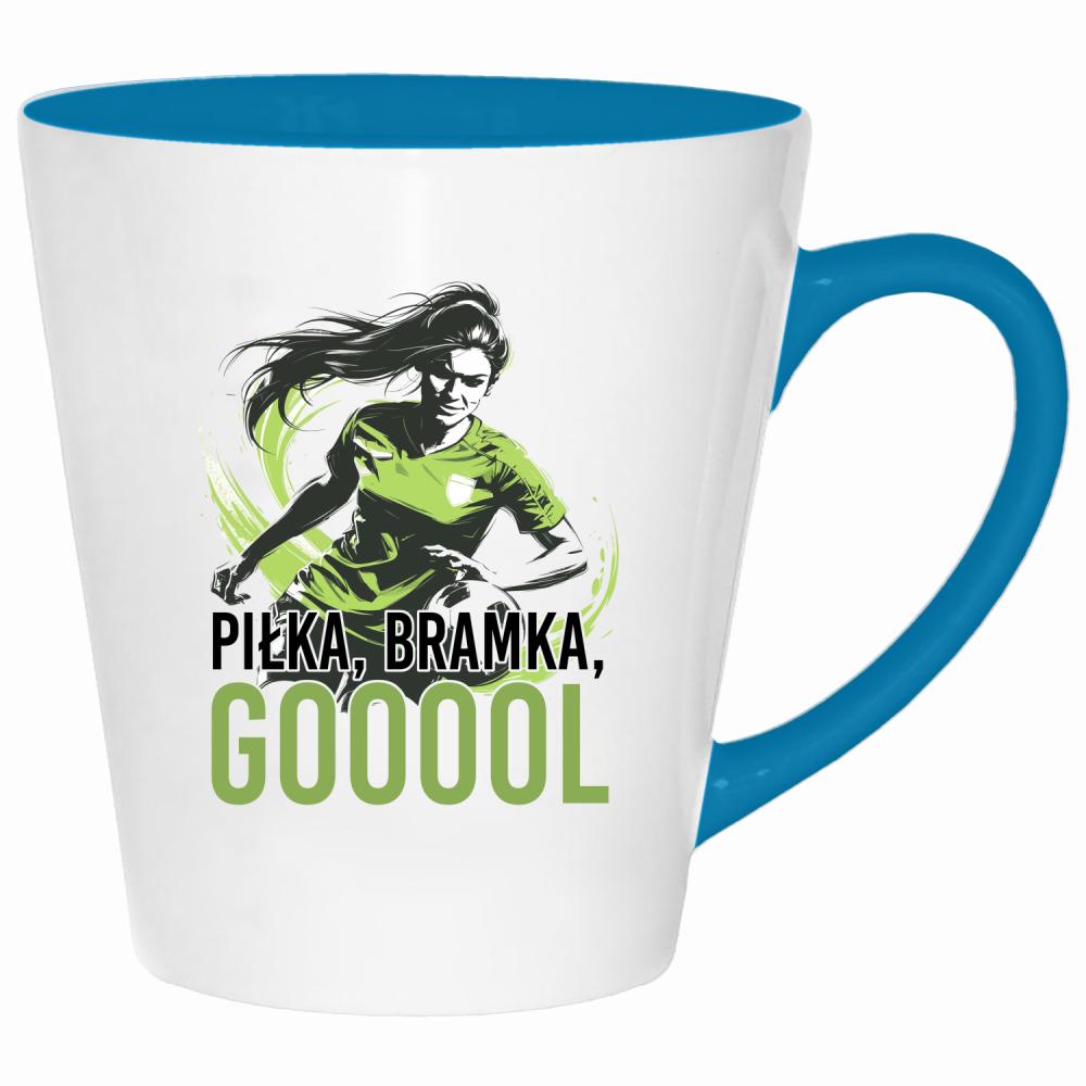Piłka, bramka, goool kubek latte kolor turkus