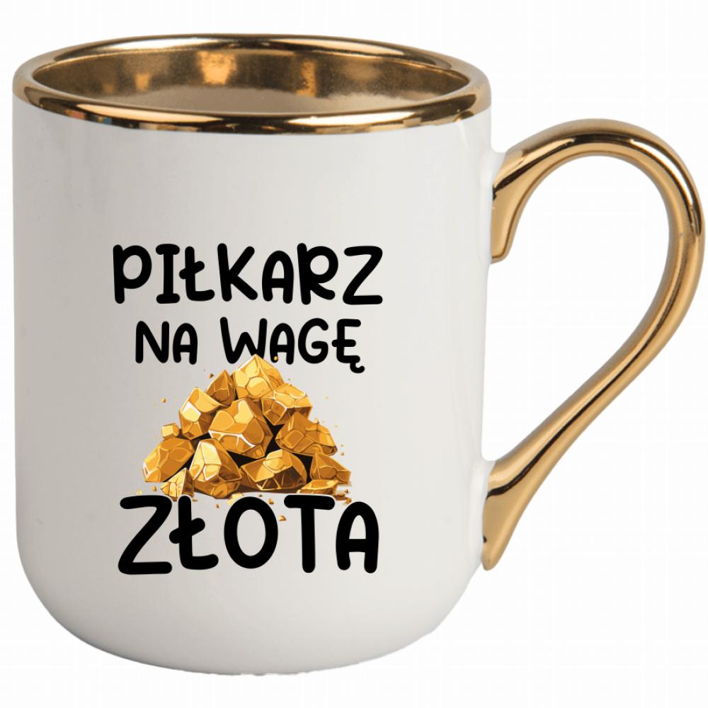 Piłkarz na wagę złota kubek elegant biały kolor turkusowy