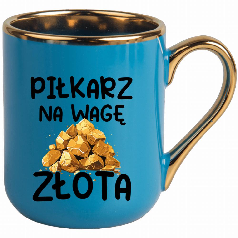 Piłkarz na wagę złota kubek elegant niebieski kolor różowy