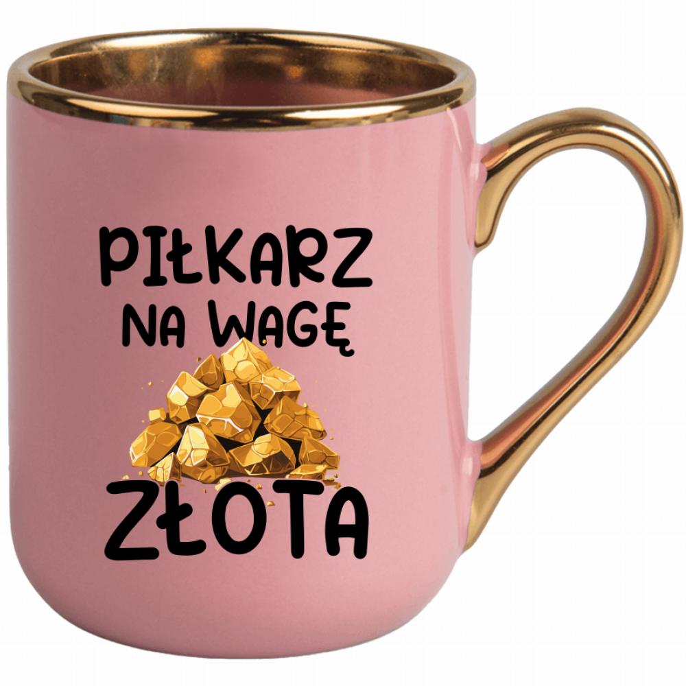 Piłkarz na wagę złota kubek elegant różowy kolor biały