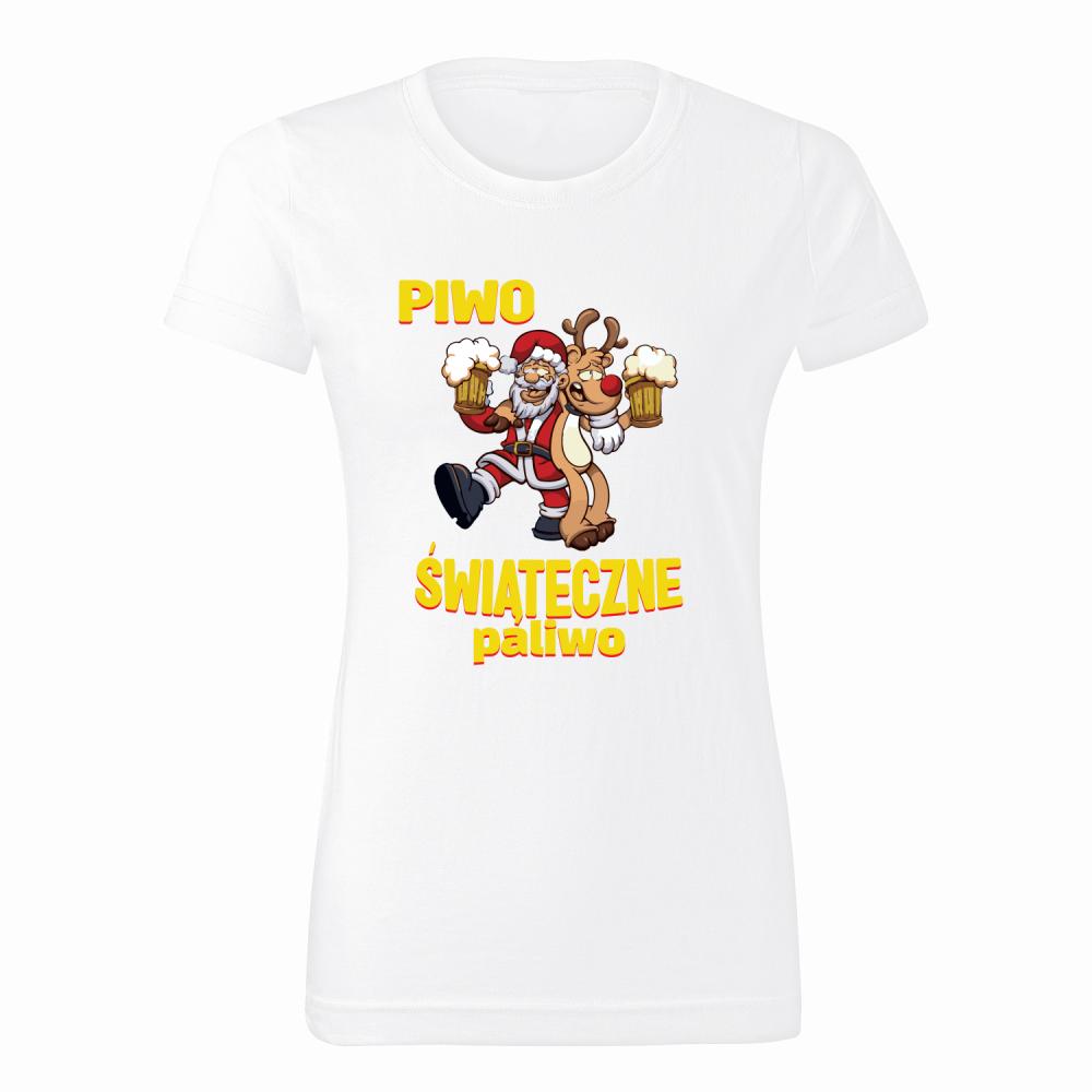 Piwo Świąteczne paliwo koszulka damska kolor biały