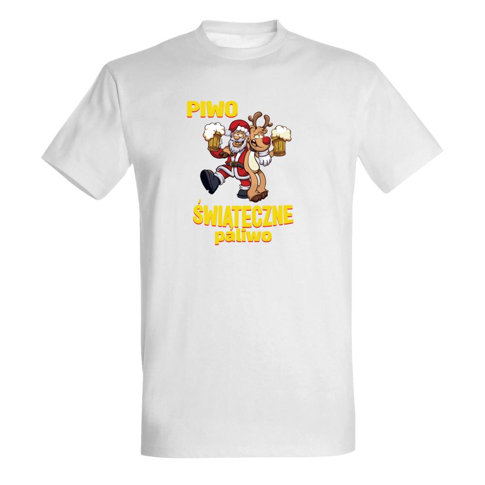 Piwo Świąteczne paliwo koszulka męska kolor biały