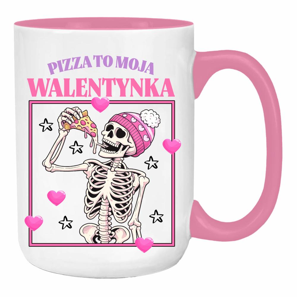 Pizza to moja walentynka duży kubek ucho kolor kolor różowy