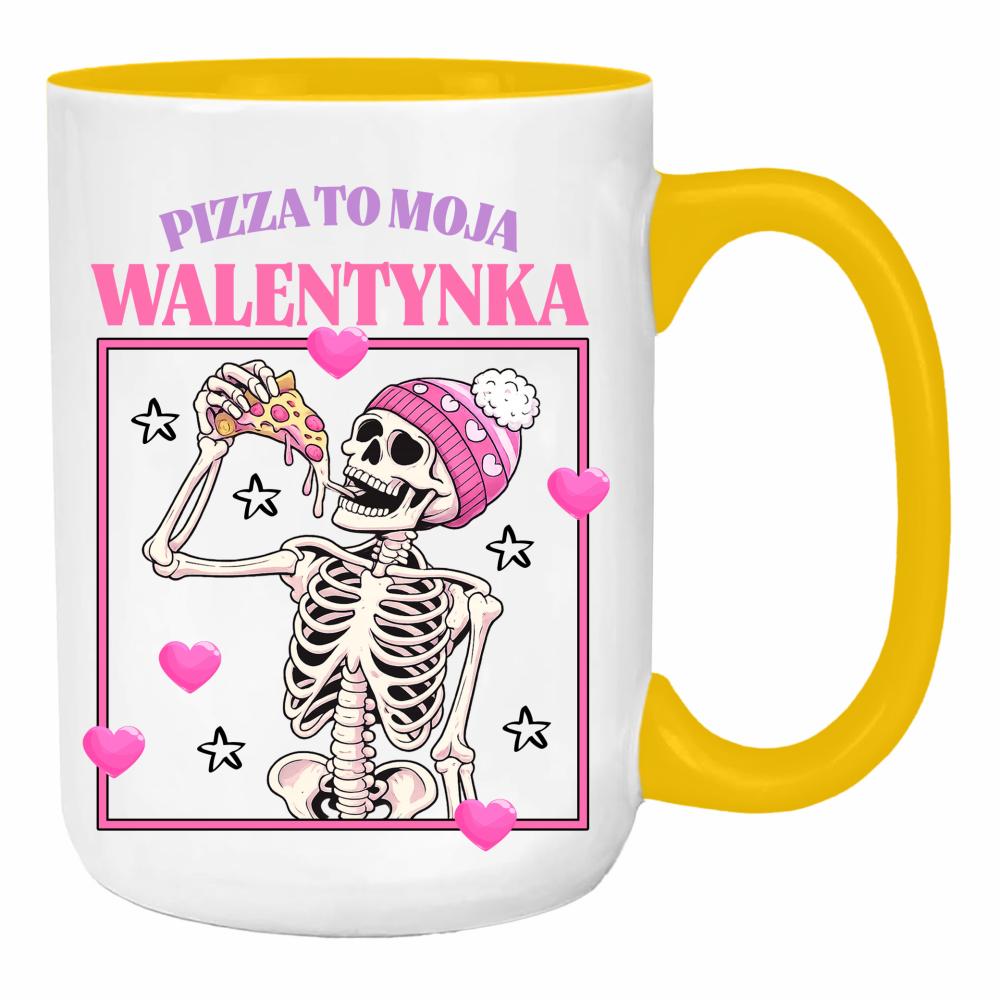 Pizza to moja walentynka duży kubek ucho kolor kolor żółty