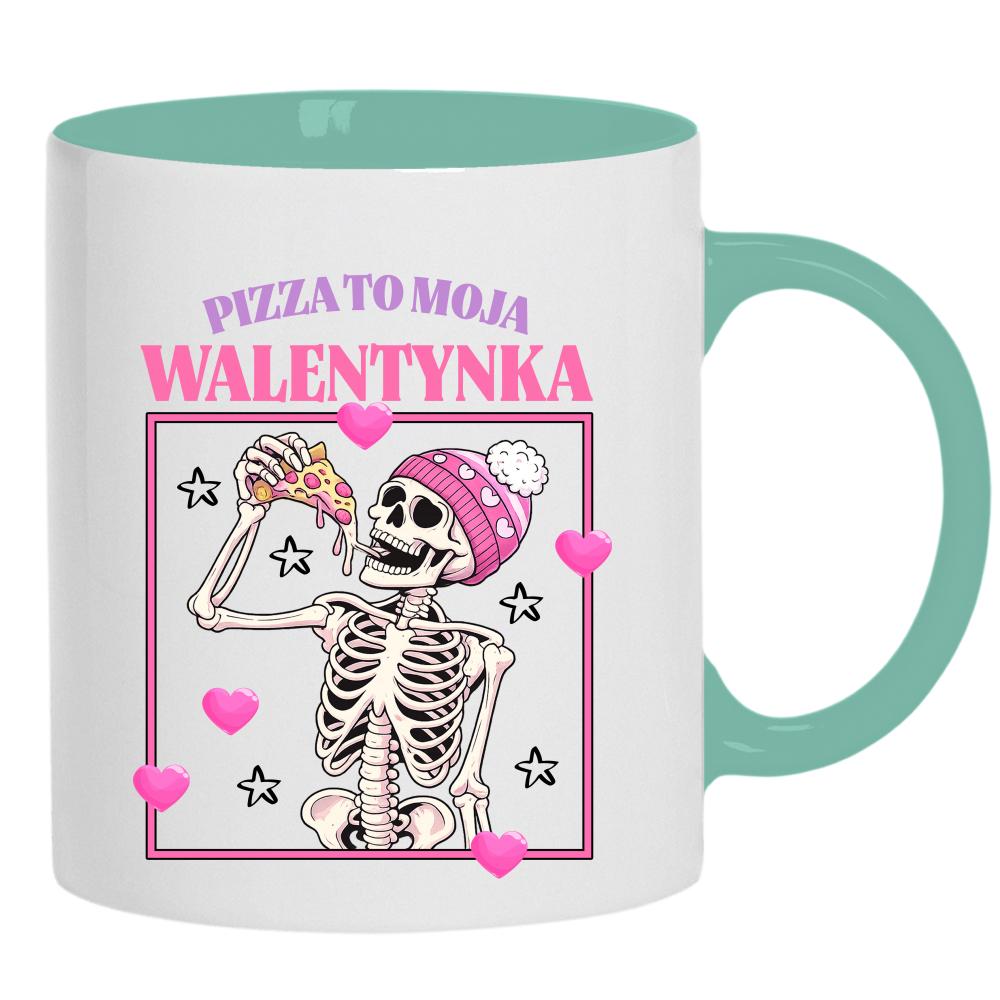 Pizza to moja walentynka kubek ucho kolor kolor miętowo zielony