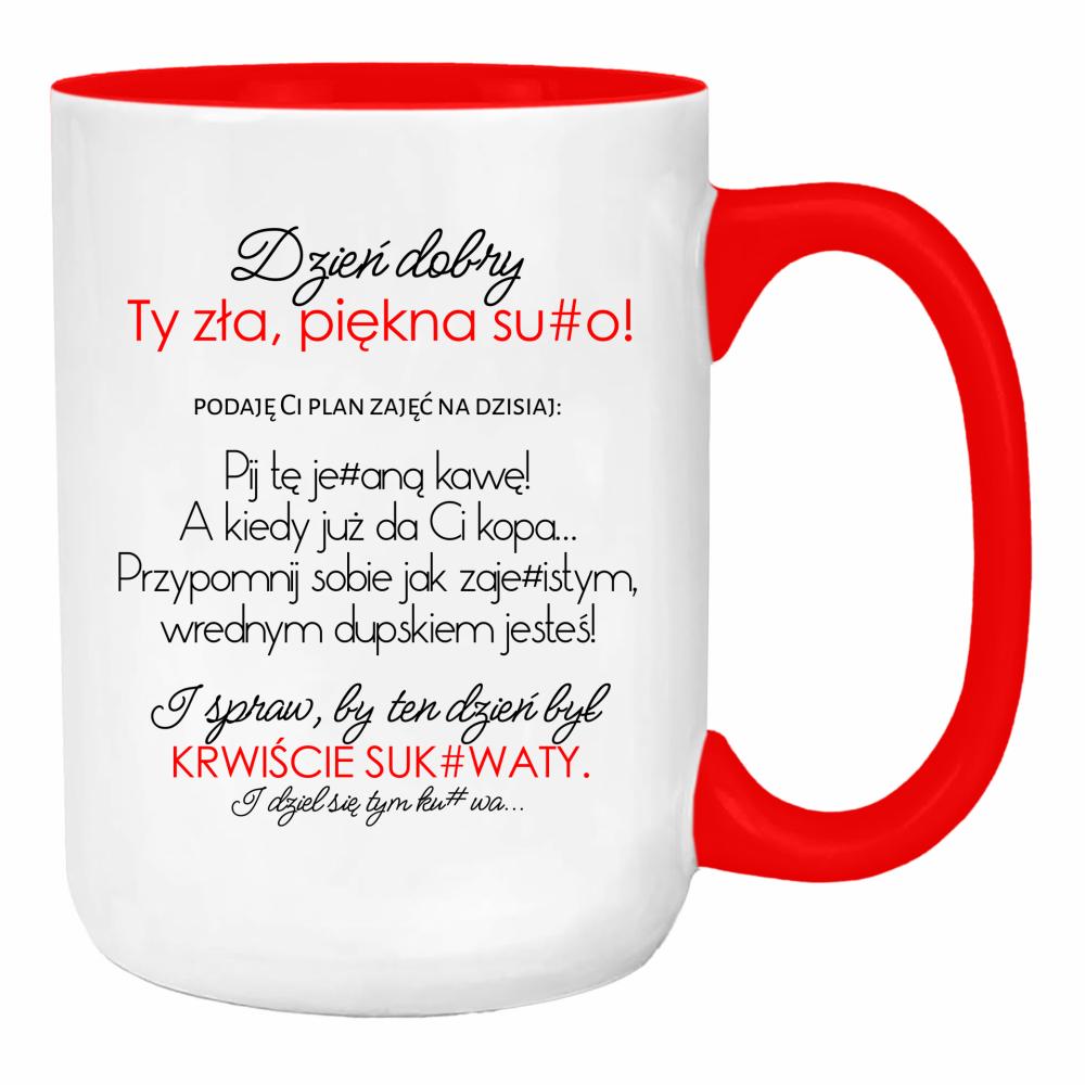 Plan na dzisiaj duży kubek ucho kolor kolor red