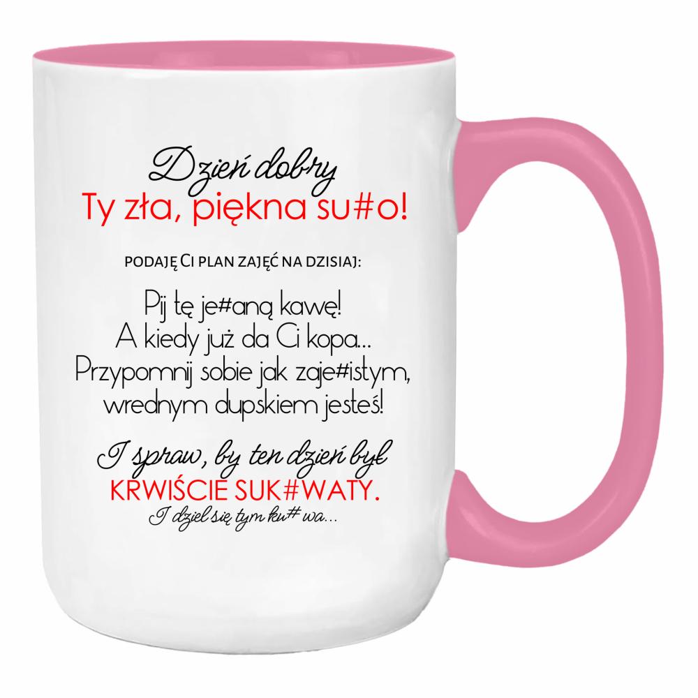 Plan na dzisiaj duży kubek ucho kolor kolor różowy