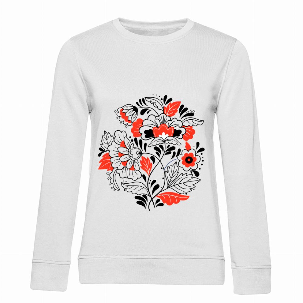 Polska Folkowe Kwiaty bluza damska bez kaptura