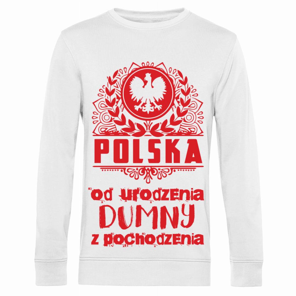 POLSKA od urodzenia Dumny bluza męska bez kaptura kolor biały