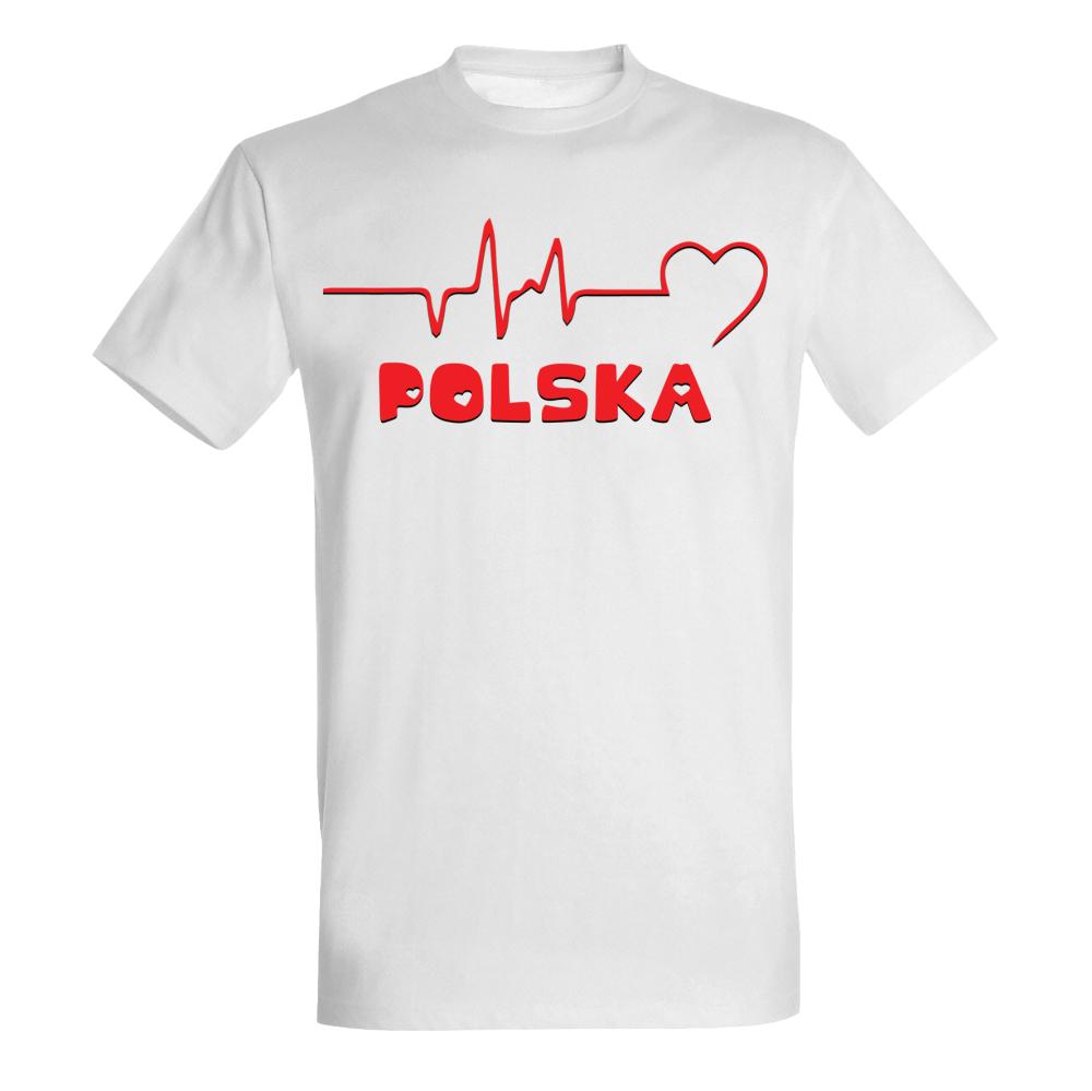 Polska Serce koszulka męska kolor biały