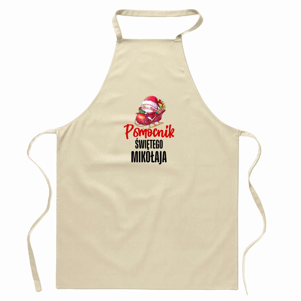 Pomocnik Świętego Mikołaja fartuch dziecięcy kolor beżowy