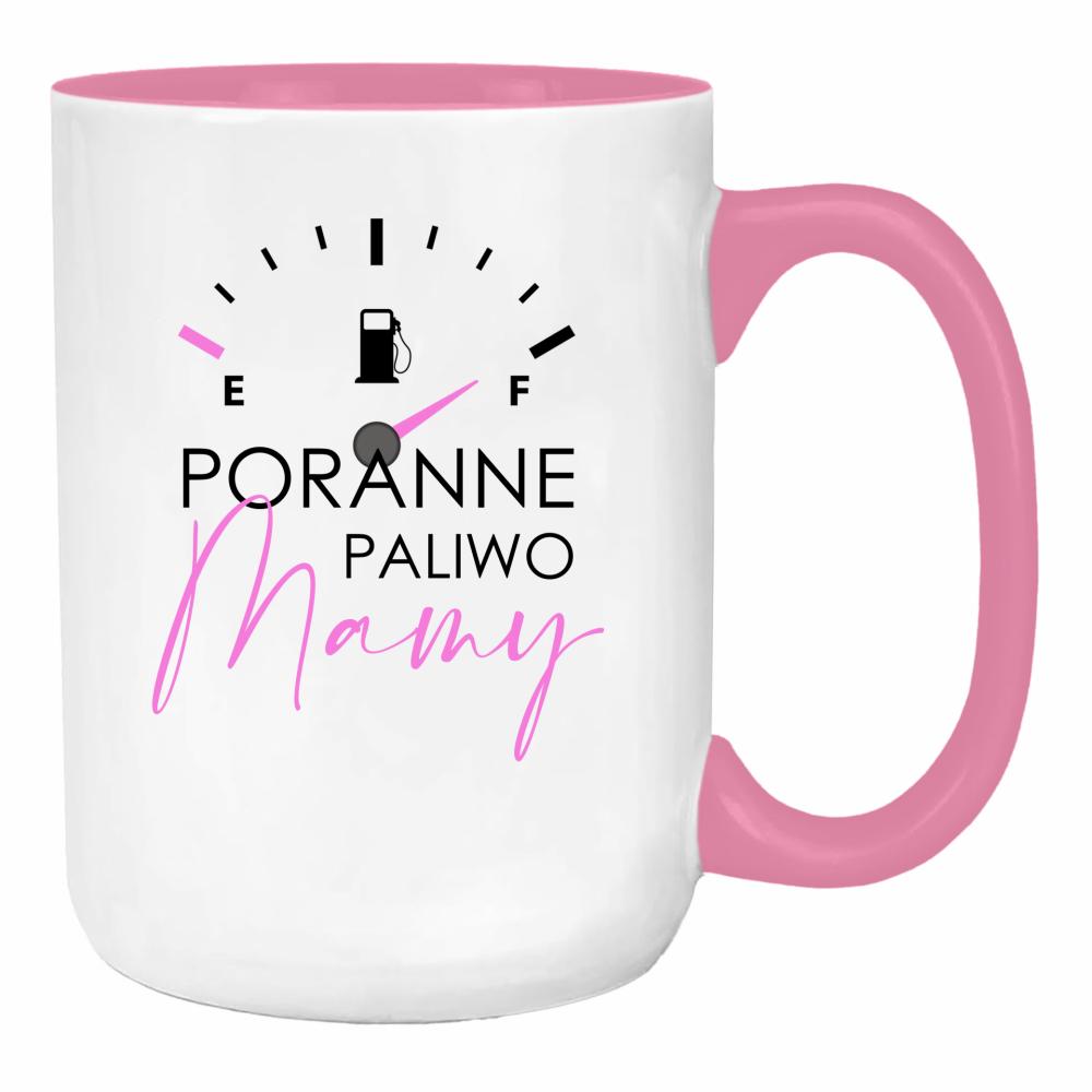 Poranne paliwo mamy duży kubek ucho kolor kolor różowy