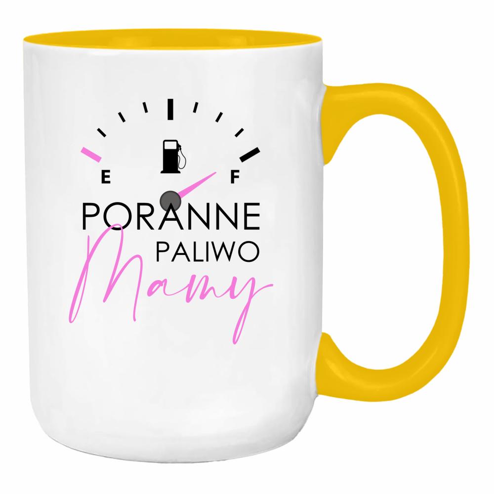 Poranne paliwo mamy duży kubek ucho kolor kolor żółty