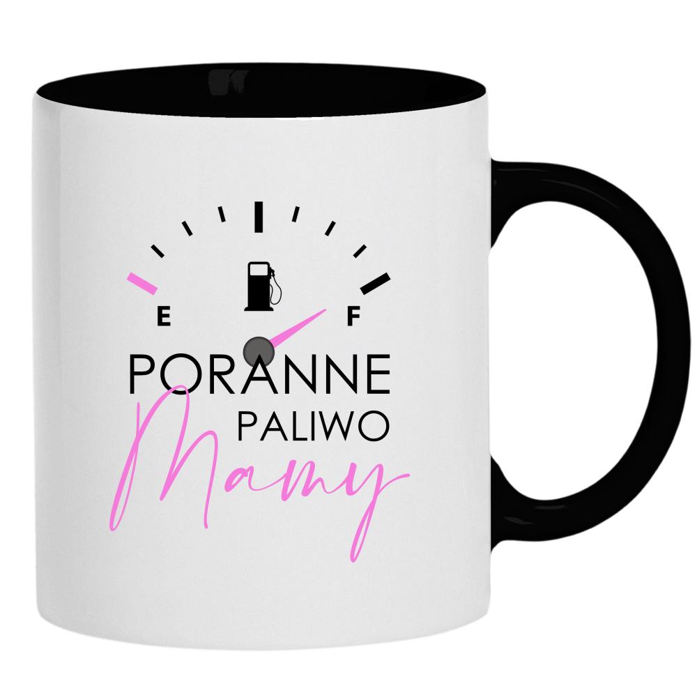 Poranne paliwo mamy kubek ucho kolor kolor czarnyy