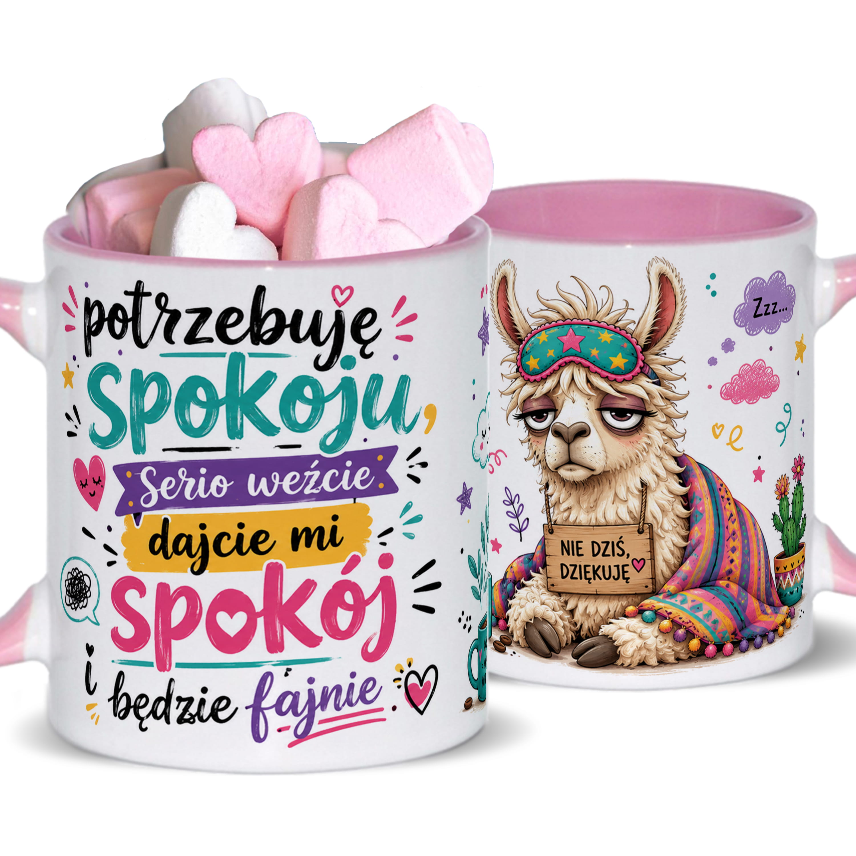 Potrzebuję spokoju! kubek ucho kolor kolor różowy