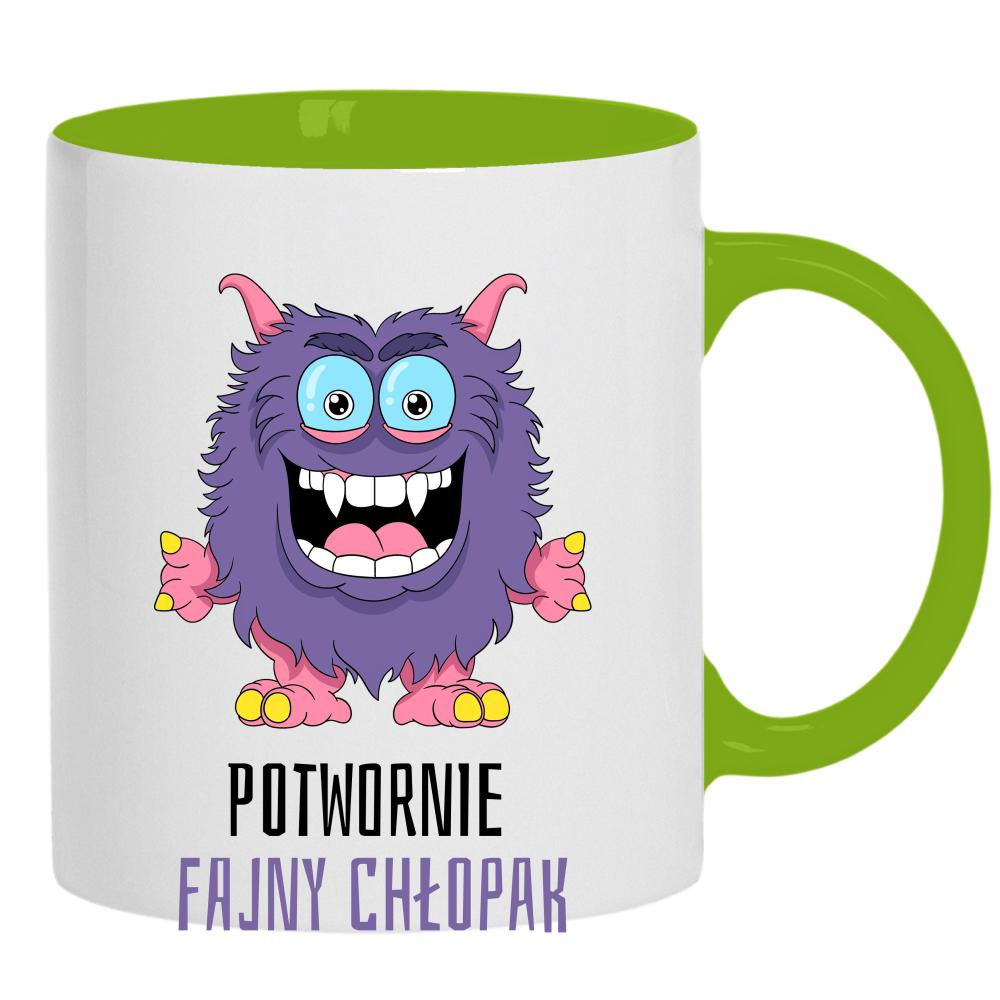 POTWORNIE FAJNY CHŁOPAK kubek ucho kolor kolor zielony