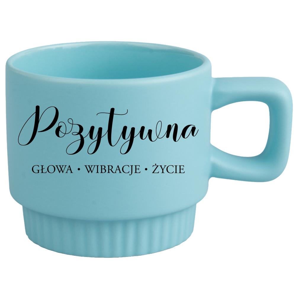Pozytywna – kubki pełne dobrej energii kubek ryflowany niebieski kolor niebieski matowy