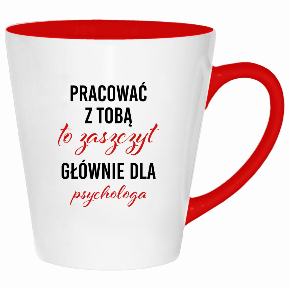 Pracować z Tobą to zaszczyt dla psychologa kubek latte kolor czerwony latte