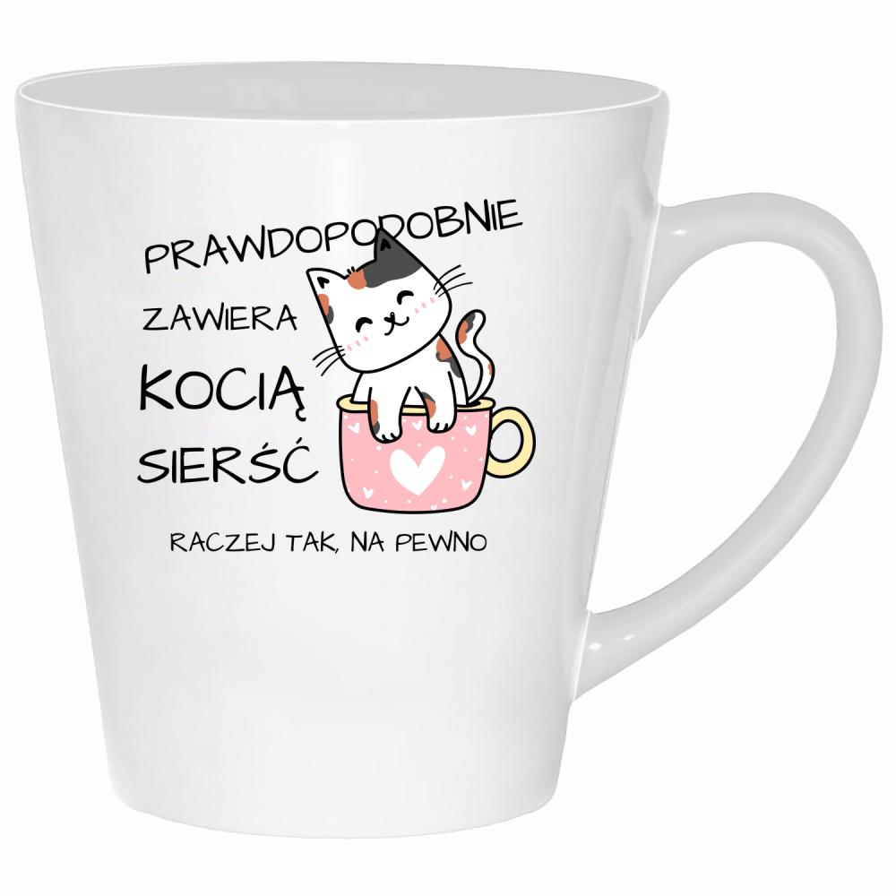 Prawdopodobnie zawiera kocią sierść Raczej tak kubek latte