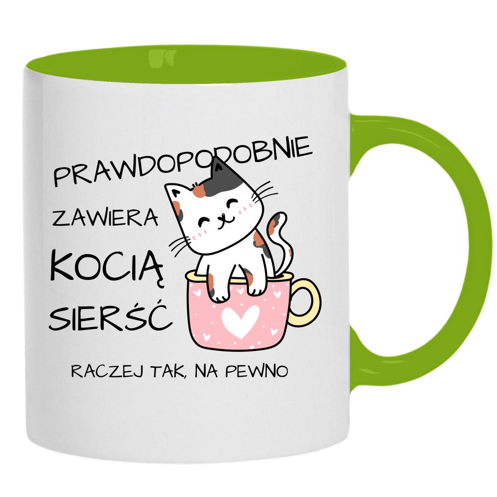 Prawdopodobnie zawiera kocią sierść Raczej tak kubek ucho kolor kolor zielony