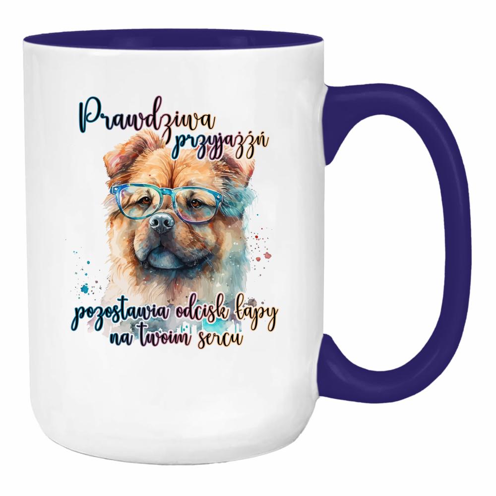 Prawdziwa przyjaźń pozostawia odcisk łapy duży kubek ucho kolor kolor navy