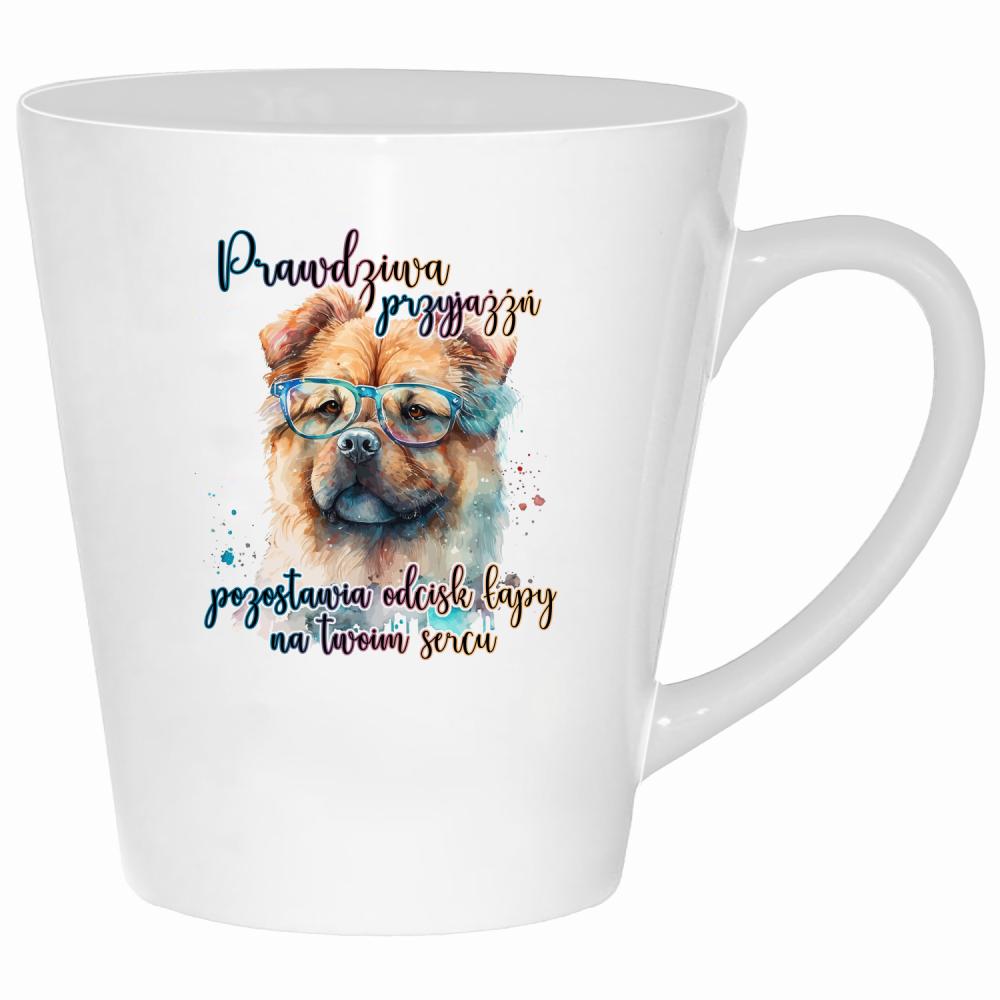 Prawdziwa przyjaźń pozostawia odcisk łapy kubek latte kolor biały