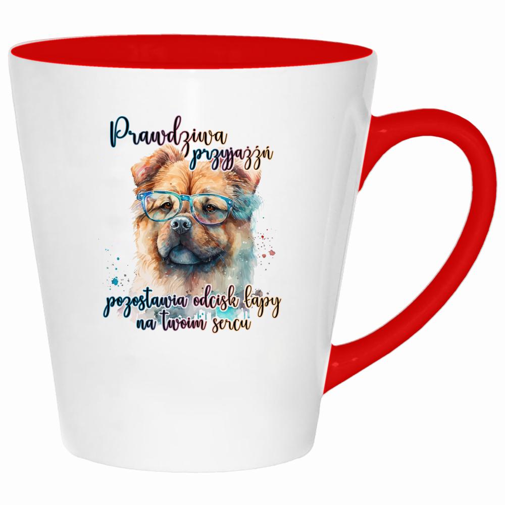 Prawdziwa przyjaźń pozostawia odcisk łapy kubek latte kolor czerwony latte
