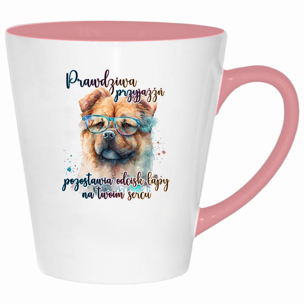 Prawdziwa przyjaźń pozostawia odcisk łapy kubek latte kolor pink