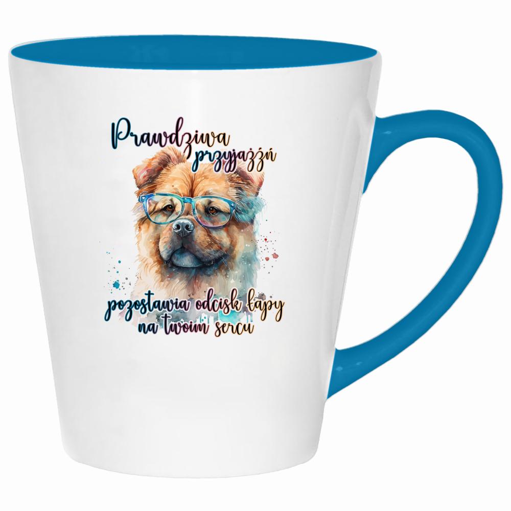 Prawdziwa przyjaźń pozostawia odcisk łapy kubek latte kolor turkus