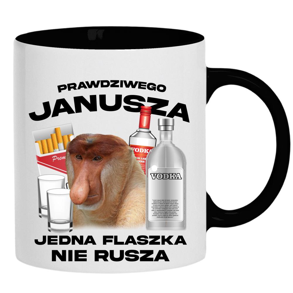 PRAWDZIWEGO JANUSZA JEDNA FLASZKA NIE RUSZA kubek ucho kolor