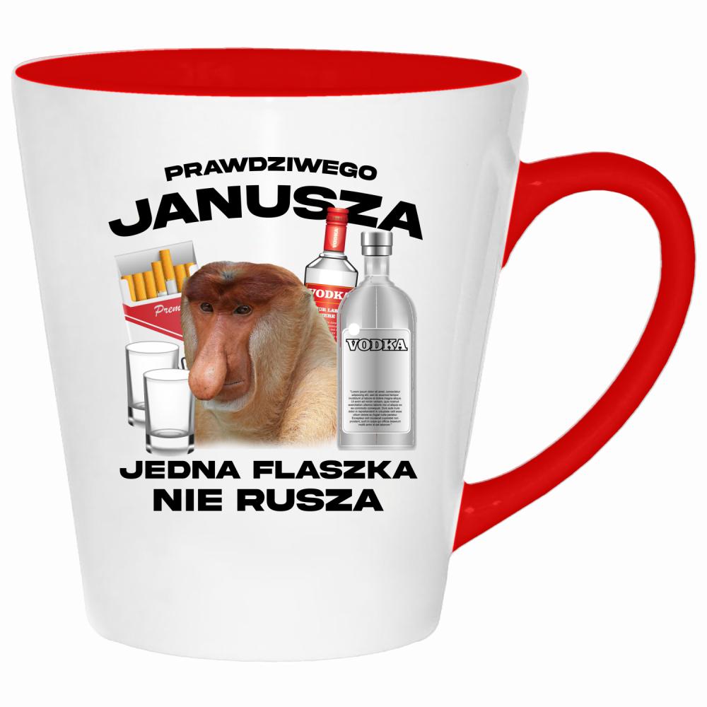 PRAWDZIWEGO JANUSZA JEDNA FLASZKA NIE RUSZA kubek latte kolor czerwony latte
