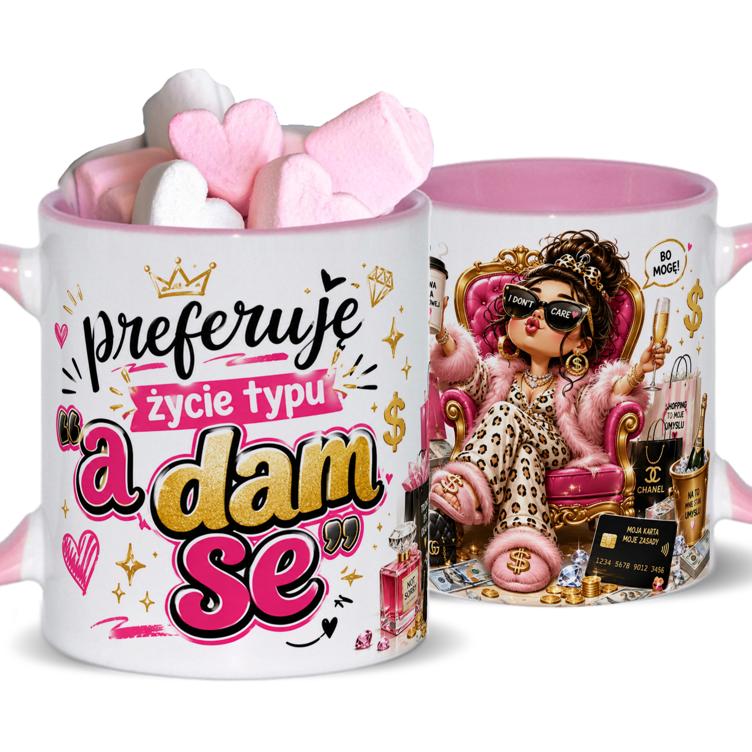 Preferuję życie typu A dam se kubek ucho kolor kolor różowy