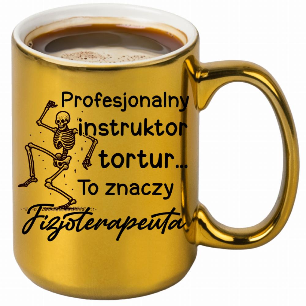 Profesjonalny instruktor tortur... kubek złoty kolor navy