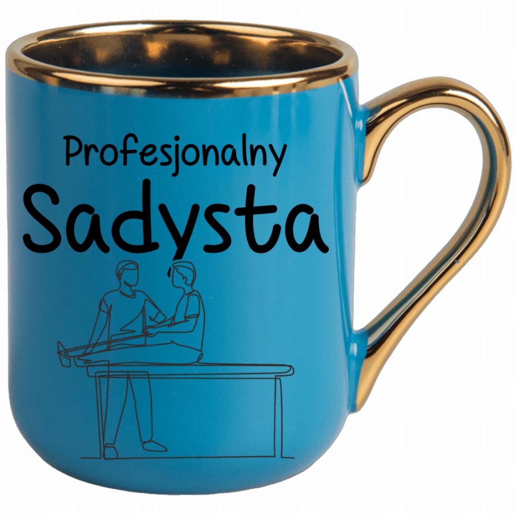 Profesjonalny sadysta kubek elegant niebieski kolor żółtyy