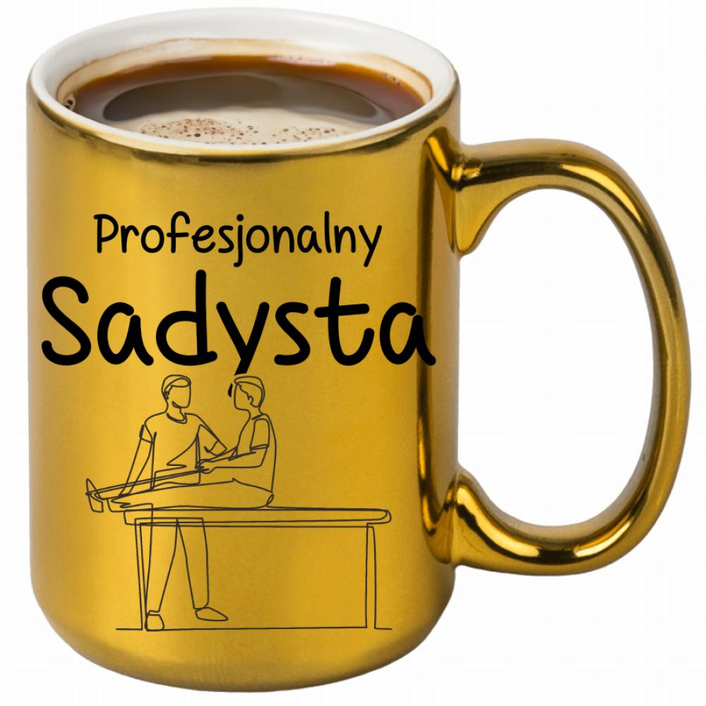 Profesjonalny sadysta kubek złoty kolor niebieski