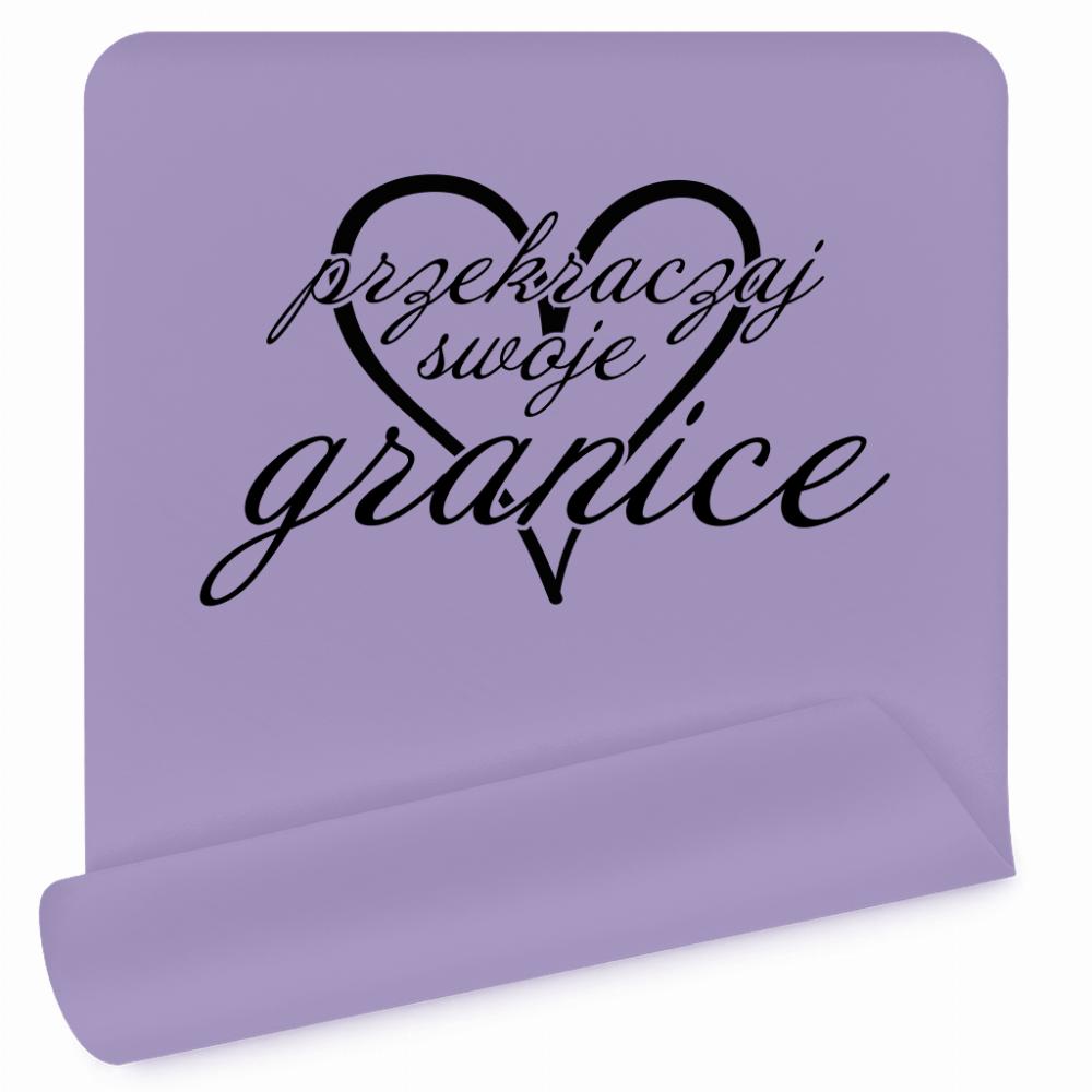 Przekraczaj swoje granice mata do ćwiczeń kolor pastelowy fiolet