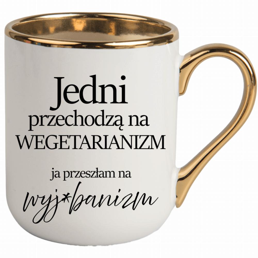 Przeszłam na wyje#banizm kubek elegant biały kolor niebieski