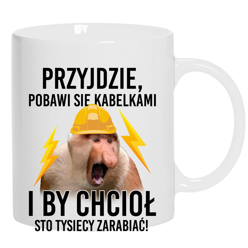 Przyjdzie, pobawi się kabelkami kubek ucho kolor