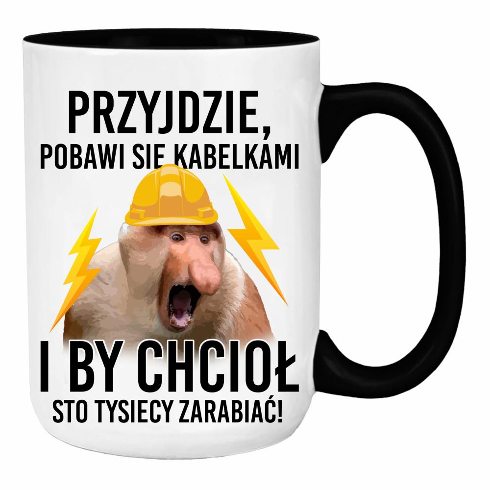 Przyjdzie, pobawi się kabelkami duży kubek ucho kolor kolor czerwony
